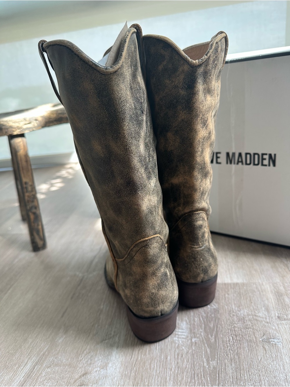 Albany Brown Distressed Steve Madden Boots - Picture 6 of 15